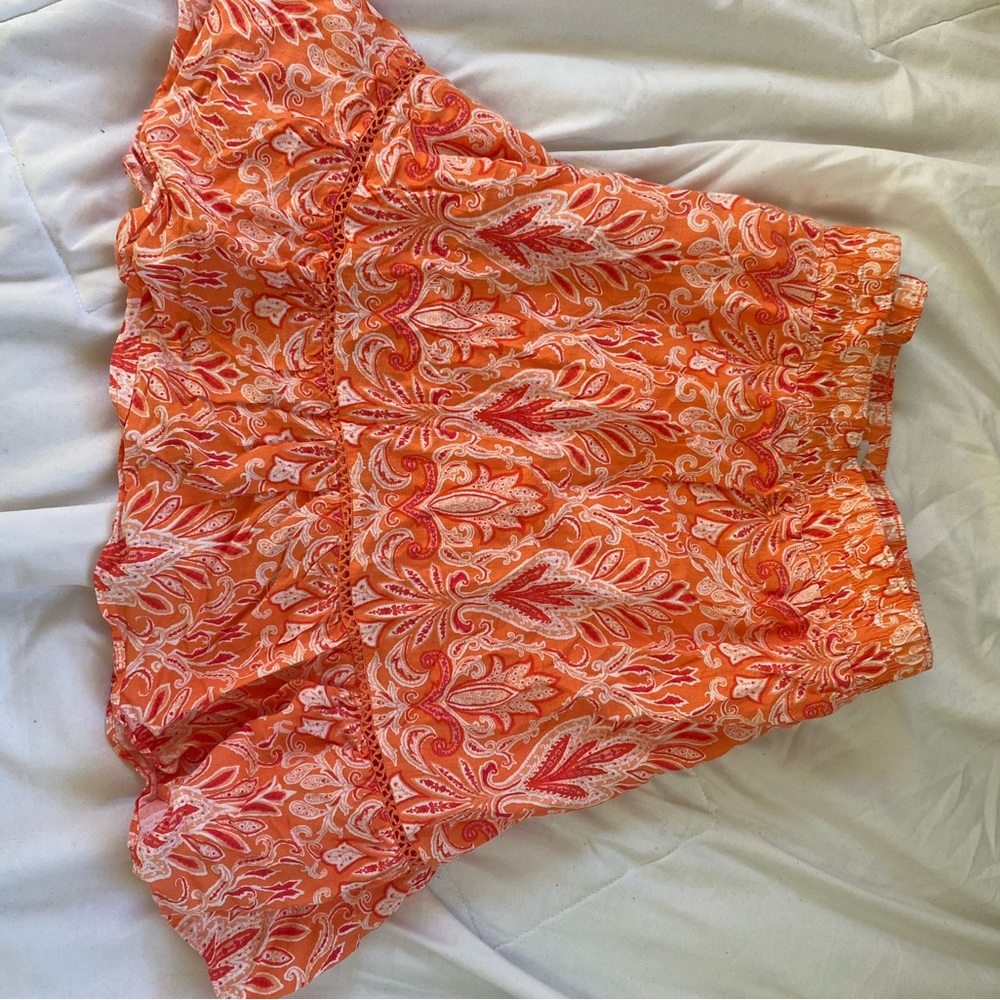 LOFT Orange and Red Paisley Skirt